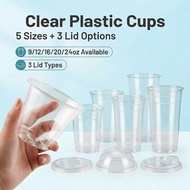 [300pcs] PET Cup/Disposable Plastic Cups/9oz-24oz,250ML 400ML 500ML 700ML/Iced Coffee Cups with Lids