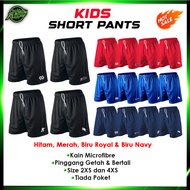 Seluar Pendek Budak | Hitam Merah Royal Navy | Size 4XS & 2XS | Short Pants Futsal | Bertali & Seles