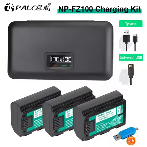 2400mAh NP-FZ100 NP FZ100 NPFZ100 Battery+LCD Charger Case for Sony Alpha A7III A7R III A9 Alpha 9 A