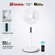 Simmo Electric Stand Fan Strong Wind Floor Remote Control 8 Speed 5 Blades Timing Home Office (16")