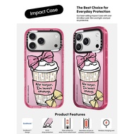 CASECASE X Bow Drink Cup Pink Fizz Color Clear Hard Magnetic Suction Impact Case For Apple IPhone 12
