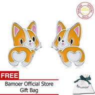 BAMOER Bông Tai Hình Chó Dễ Thương Bông Tai Dạng Hạt Corgi Nhỏ Đáng Yêu Bằng Bạc Sterling 925 Cho Nữ