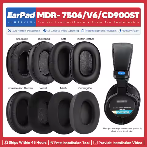 Replacement Ear Pads For Sony MDR 7506 V6 CD900ST Wireless Headphone Accessories Earpads Headset Ear