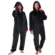 Unpifolov Men and Women Flannel Pajamas Four Magic College Styles Jumpsuit Couple Adult Sportswear H