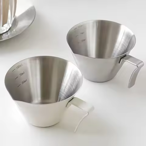 Italian Espresso Cup With Scale Coffee Extraction Cup Milk Ounce Cup Stainless Steel 100ml Home Kitc