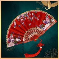 Silk Cloth Gold Edge Fans Chinese Traditional Dance Fan Chinese Style Fan Customized Handmade Foldin