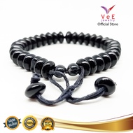 Gelang Batu Giok China Natural Hitam Pipih 8x4 - VeE Gelang Tali Pria Wanita Kesehatan Anti Virus