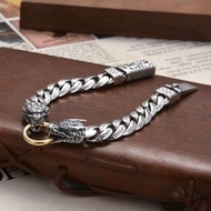 2025 Bracelet Boys National Style Domineering Retro Double Dragon Head Six-Character Words Bracelet 