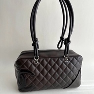 「JL精品代購」97新 Chanel 香奈兒 so black康鵬保齡球包