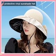 XIA| Uv Protection Sun Hat Uv-resistant Summer Sun Hat Stylish Foldable Bow Decor Sun Hat for Women Anti-uv Protection for Beach Travel and Gardening