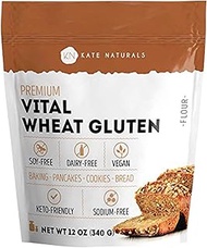 Kate Naturals Vital Wheat Gluten for Bread Making, Baking &amp; Seitan (12oz). Natural Powder for Bread Machine. Non-GMO, High Protein Flour, Low Carb Bread for Vegan Gluten &amp; Keto