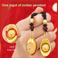 [Money Attracting/12 Zodiac Signs] Rotating Chinese Zodiac Gold Ingot Keychain Chinese Zodiac Keycha