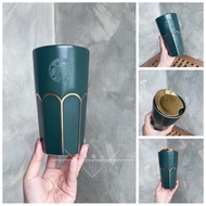Starbucks Cup 2021 Christmas Limited Edition Classic Green Faceted Phnom Penh Retro Goddess Double-Layer Ceramic Mug
