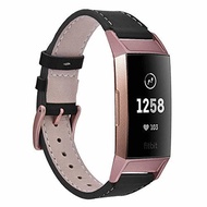 VIGOSS Compatible Fitbit Charge 3 Bands Women Men, Classic Genuine Leather Charge3 Band Rose Gold...