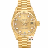 【大眾名錶】ROLEX 勞力士 69178 Datejust 18K金女錶 金十鑽 舊包台 台灣AD 錶帶原況未整理 錶徑26mm B1243