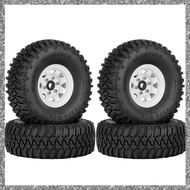 M74PCS 1.55 Metal Beadlock Wheel Rims Tires Set for 1/10 RC Crawler Car Jr D90 CC01 LC70 MST