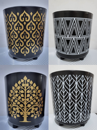 BIG BLACK printed pots for plants LARGE 9x9.5 inches - 110 pesos each - paso - indoor outdoor garden