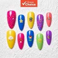 Artisan Handcrafted 10PCS Playful & Whimsical Almond Press-On Nails | 3D Icons, Heart Outlines, Glaz