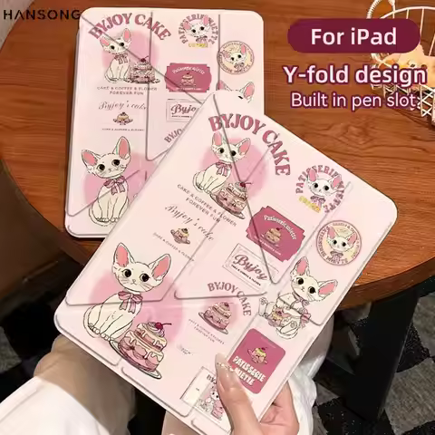 3+Y Style New Case Cute Cat For iPad Pro 11 12.9 13 M2 M4 M3 Case 9.7 10.2 5th 6th 7/8/9 10th 11th m