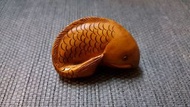 黃楊木大魚雕刻品  可當掛飾 擺件 玉松款