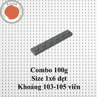 Combo of 1 ounce of dark gray flat 1x6 bricks about 103-105 bricks