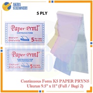 HIJAU MERAH Continuous Form Paper Prins 9.5 x 11" (Full) Or 9.5 x 11/2 " (For 2) 5 Duplicates (White