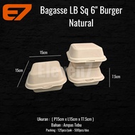 Bagasse Natural Lunch Box Burger 6in - Cake Lunch Box, Cake Box
