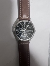 精工Seiko 7T92 石英飛行計時碼錶，皮革錶帶