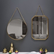 Nordic Metal Bathroom Mirror Round Wall Mount Mirror Bathrooms Toilet Makeup Dressing Luxury Shower Wall Mirrors INS Home Decor