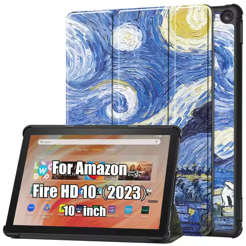 Case for Amazon Fire HD 10 2023 Released 10.1 Inch Tablet Light Thin PU Leather Cover with Stand Fun