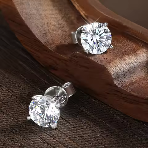 KNOBSPIN Moissanite Earring 0.2-2ct D VVS1 GRA Certified Lab Diamond 4 Claw s925 Sterling Silver Stu