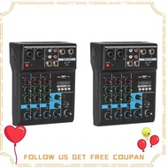 2X Professional 4 Channel Bluetooth Mixer Audio Mixing DJ Console with Reverb Effect for Home Karaoke USB Live Stage KTV