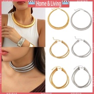 ci Big Chain Necklace Grunge Neck Jewelry Exaggerated Necklace Metal Twisted Choker
