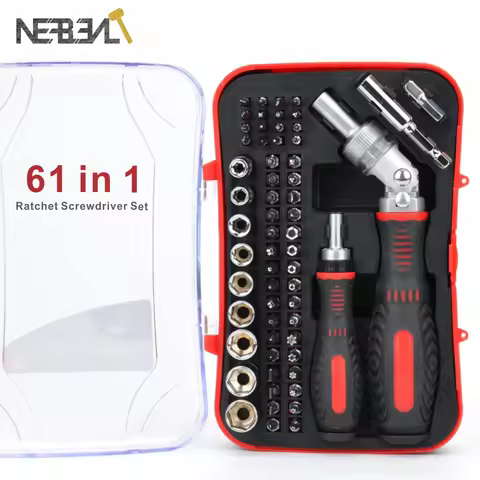 61pcs Ratchet Allen Key Screwdriver Bit Heads Set Torx Hexagonal Hand Tools Socket With Plastic Stor