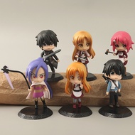 6Pcs/Set 9cm Anime Sword Art Online Anime Figure SAO Kirigaya Kazuto Yuuki Asuna Q Version PVC Action Figures Model Doll Toys Kids Gifts