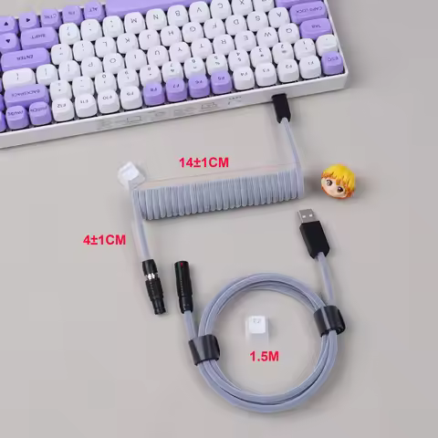 LANO Usb Keyboard Cable FGG Coiled Keyboard Usb Type C Cable Metal Aviator Connector Gaming 00B Usb 
