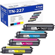 TN227 High Yield Toner Cartridge 4 Pack TN 227 TN-227BK/C/M/Y Replacement for Brother TN227 TN223 TN