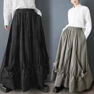 Oladivi Plus Size Women A-Line Skirts Summer Casual Loose Oversized Long Big Bottoms Black 5164 D024