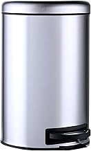 Relaxdays 12 Litre Removable Plastic Inner Bucket Foot Pedal Kitchen Bathroom Pedal Bin Steel Silver