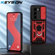 KEYSION เคสกันกระแทกสำหรับ Infinix Hot 50 Pro 4G การป้องกันกล้องเลื่อนขาตั้งโทรศัพท์ฝาหลังโทรศัพท์สำ