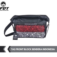 (instant) - Front Block Bag Folding Bike Sling Waterproof Flag Indonesia Trifold Brompton