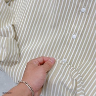 Áo Sơ Mi Thiết Kế BEACON DENIM Mẫu Sọc Cổ Tàu Chất Cotton Khô Màu Xám Mã SMTK509 Basic Thời Thượng