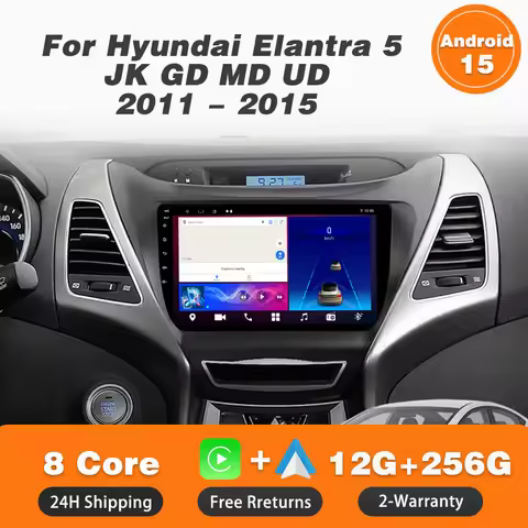 Car Radio Android 15 For Hyundai Elantra 5 JK GD MD UD 2011 - 2016 Multimidia Video Player Navigatio
