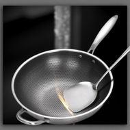430Stainless Steel Pan Thickened Honeycomb Non-Coated Physical Non-Stick Pan Non-Lampblack Pan Wok 8