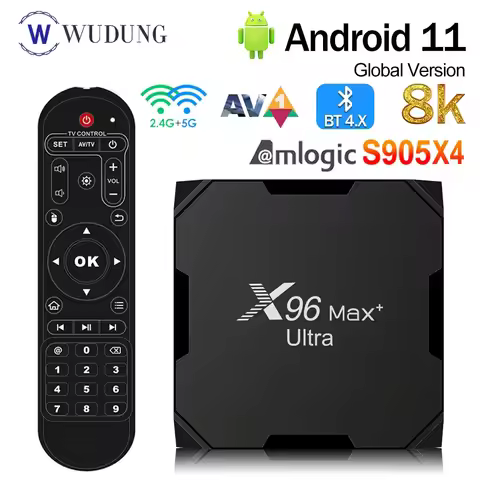 Original X96 Max Plus Ultra Android11 TV Box Amlogic S905X4 4G 32G/64G 2.4G&5.0G Dual WIFI USB3.0 8K