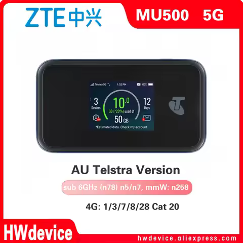Unlocked ZTE MU500 Telstra 5G Wi-Fi Pro WiFi6 Mobile Hot Spot 5G mmWave With RJ45 Lan Port 4G LTE Ca