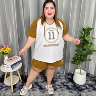 Set Shorts Two-Tone Hoodie Wool Wave P66 *Shirt Before Stretching Chest 62 Free Size Bust 50 To 60 C