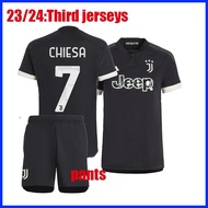 2024 newest 23-24 Juventus ชุดที่สามเสื้อฟุตบอล (พร้อมกางเกง) 23/24 VLAHOVIC CHIESA BONUCCI MILIK DA