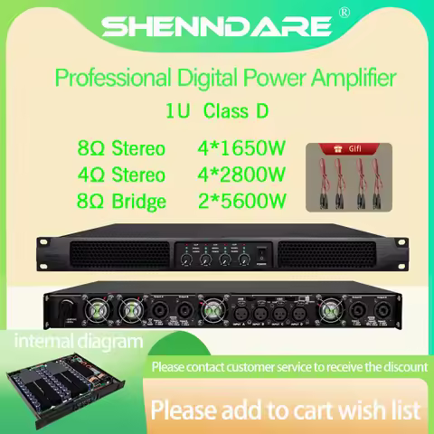 ShennDare 4x1650W Class D Digital Audio Power Amplifier Professional Preamplifier Line Array Speaker
