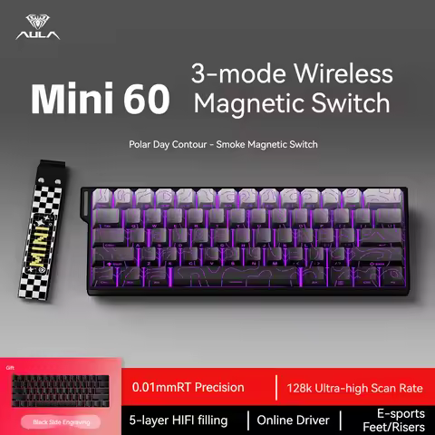 AULA MINI 60HE Magnetic Keyboard Wireless 60% Rapid Trigger 8K Return Esports Customize RGB Magnetic